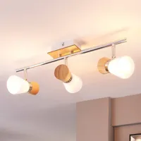 lindby vivica plafonnier à 3 lampes avec éléments en bois