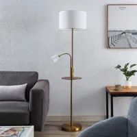 lindby lampadaire aovan, bronze, tablette, prise usb