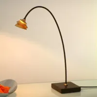 holländer élégante lampe à poser snail en fer, brun et doré