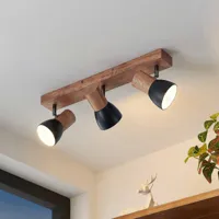 lindby tonja spot pour plafond avec bois, 3 lampes