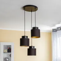 luminex suspension soho cylindrique 3 lampes noire/dorée