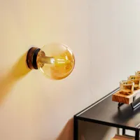 emibig lighting applique murale glassy à 1 lampe, noir, verre ambre