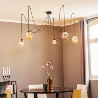 emibig lighting suspension starla, 5 lampes, graphite/ambre