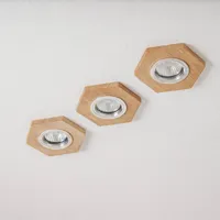 britop spot encastrable sirion, hexagonal, bois de chêne, set de 3 pièces
