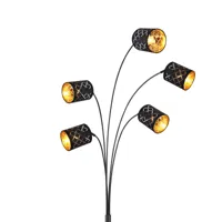 globo lampadaire clarke, noir/doré, à cinq lampes