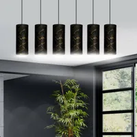 emibig lighting suspension joni allongée 6 lampes, noir marbré
