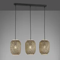 fischer & honsel suspension hummel en bambou, trois lampes