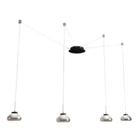 fabas luce arabella suspension 4 lampes noir/gris/transparent