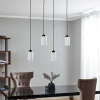 britop suspension vitrio, 4 lampes, allongée, noir/blanc