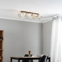 britop spot pour plafond tubo, pin, beige, à 4 lampes