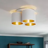 luminex plafonnier soho cylindrique à 3 lampes blanc/doré