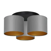 luminex plafonnier soho cylindrique à 3 lampes gris/doré