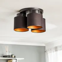 luminex plafonnier soho cylindrique à 3 lampes noir/doré