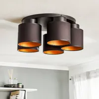 luminex plafonnier soho cylindrique à 5 lampes noir/doré