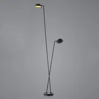 hell lampe sur pied led samy à 2 lampes 180cm noir/or