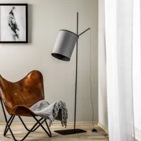 euluna lampe sur pied zelda avec abat-jour textile rond gris