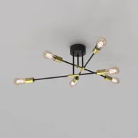 luminex plafonnier ilia, noir/doré, à six lampes