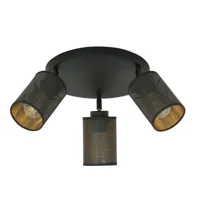 euluna spot plafond bronx premium, noir/doré, 3 lampes