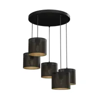 luminex suspension jovin, 5 lampes, ronde, noire/dorée