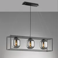 fischer & honsel suspension regi avec cadre abat-jour, trois lampes