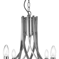 searchlight suspension ascona à 8 lampes argenté satiné