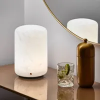carpyen lampe de table led capsule en alabaster hauteur 19,5cm