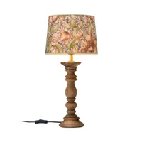 pr home lodge lampe de table bois/tissu fleurs