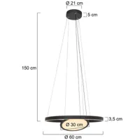 steinhauer suspension led ringlux à 3 lampes noire ø 60 cm