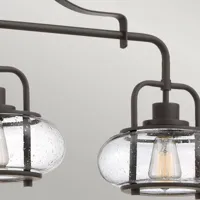 quoizel suspension trilogy, bronze, 3 lampes