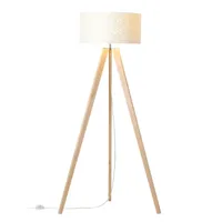 brilliant lampadaire galance, blanc, trépied en bois