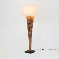 holländer lampe sur pied palmaria, couleur bois/beige, hauteur 177 cm, bois