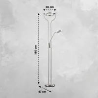 fischer & honsel lampe sur pied led davos, couleur nickel, hauteur 180 cm, à 2 lampes, cct
