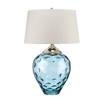 quintiesse lampe de table samara, ø 51 cm, bleu, tissu, verre, à 2 lampes