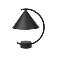 ferm living - lampe sans fil rechargeable meridian en métal couleur noir 20.9 x 30 26 cm designer regular company made in design