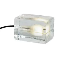 design house stockholm - lampe de table block lamp en verre couleur transparent 12 x 7.5 7 cm designer harri koskinen made in