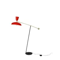 sammode studio - lampadaire g1 en métal, laiton couleur rouge 115 x 68.68 120 cm designer pierre guariche made in design