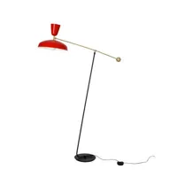 sammode studio - lampadaire g1 en métal, laiton couleur rouge 115 x 79.26 175 cm designer pierre guariche made in design