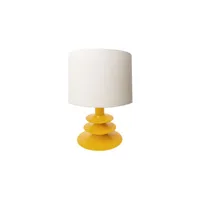 popus editions - lampe de table lampes en bois, hêtre laqué couleur jaune 32 x 50 cm designer fanny gicquel made in design