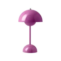 &tradition - lampe sans fil rechargeable flowerpot en plastique, polycarbonate couleur rose 16 x 29 cm designer verner panton made in design