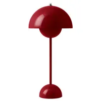 &tradition - lampe de table flowerpot en métal, acier laqué couleur rouge 23 x 50 cm designer verner panton made in design