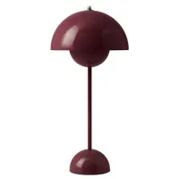 &tradition - lampe de table flowerpot en métal, acier laqué couleur violet 23 x 50 cm designer verner panton made in design
