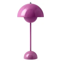 &tradition - lampe de table flowerpot en métal, acier laqué couleur rose 23 x 50 cm designer verner panton made in design