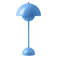 &tradition - lampe de table flowerpot en métal, acier laqué couleur bleu 23 x 50 cm designer verner panton made in design