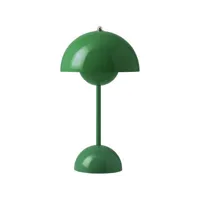 &tradition - lampe sans fil rechargeable flowerpot - vert - 16 x 16 x 29 cm - designer verner panton - plastique, polycarbonate