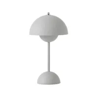 &tradition - lampe sans fil rechargeable flowerpot - gris - 16 x 16 x 29 cm - designer verner panton - plastique, polycarbonate