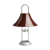hay - lampe extérieur sans fil rechargeable mousqueton en métal, alliage de zinc couleur rouge 19.5 x 30.5 cm designer inga sempé made in design