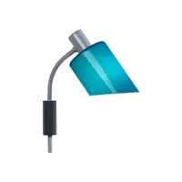 nemo - applique avec prise la lampe de bureau en verre, acier couleur bleu 10 x 23 36 cm designer charlotte perriand made in design