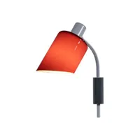nemo - applique avec prise la lampe de bureau en verre, acier couleur rouge 10 x 23 36 cm designer charlotte perriand made in design