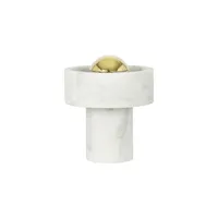 tom dixon - lampe sans fil rechargeable stone en pierre, acier finition laiton couleur blanc 19 x 16 cm designer made in design