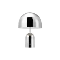 tom dixon - lampe sans fil rechargeable bell en métal, acier couleur argent 19 x 28 cm designer made in design